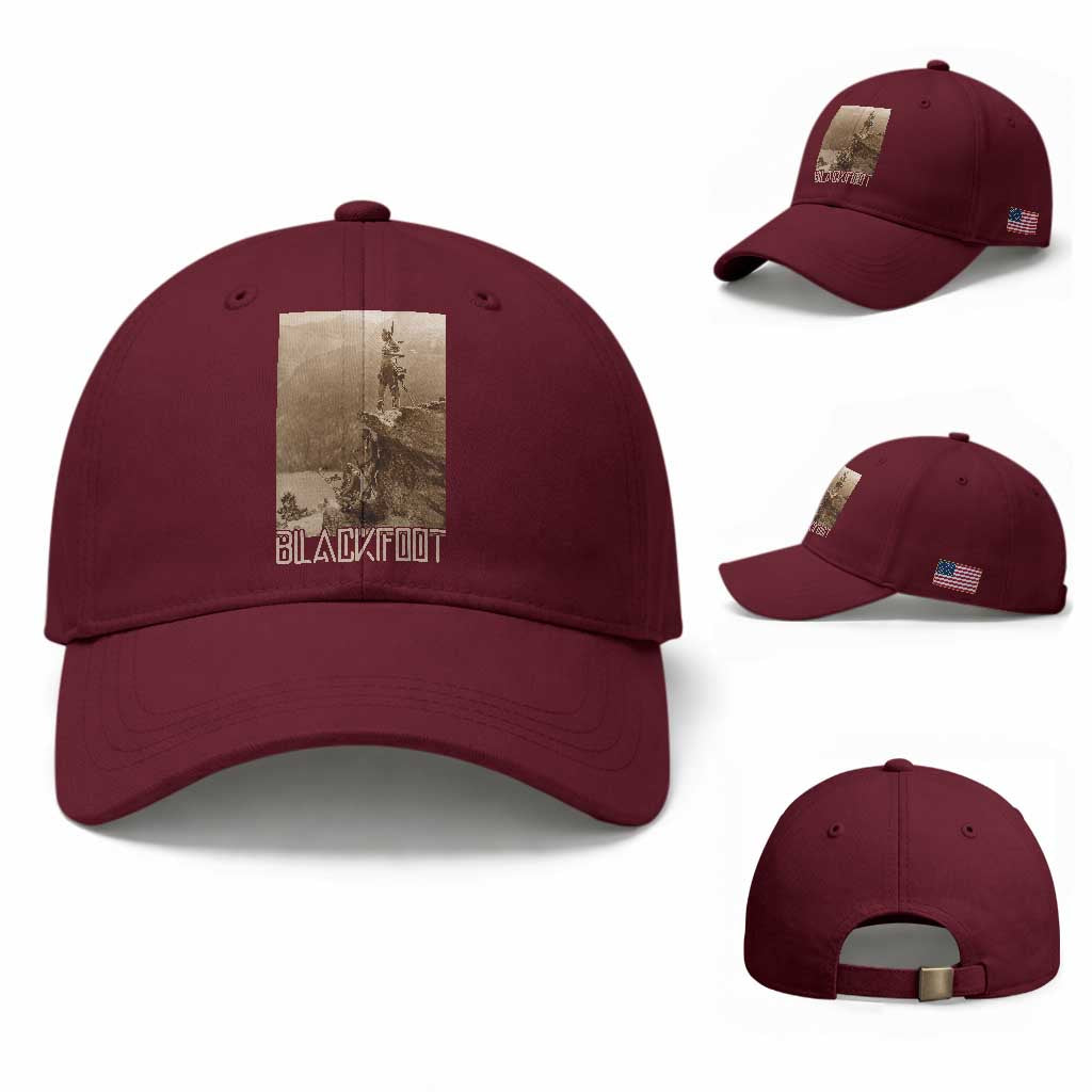 Blackfoot Native American Indians At Glacier National Park Baseball Cap TS14 Baseball Cap Universal Fit Maroon Print Your Wear