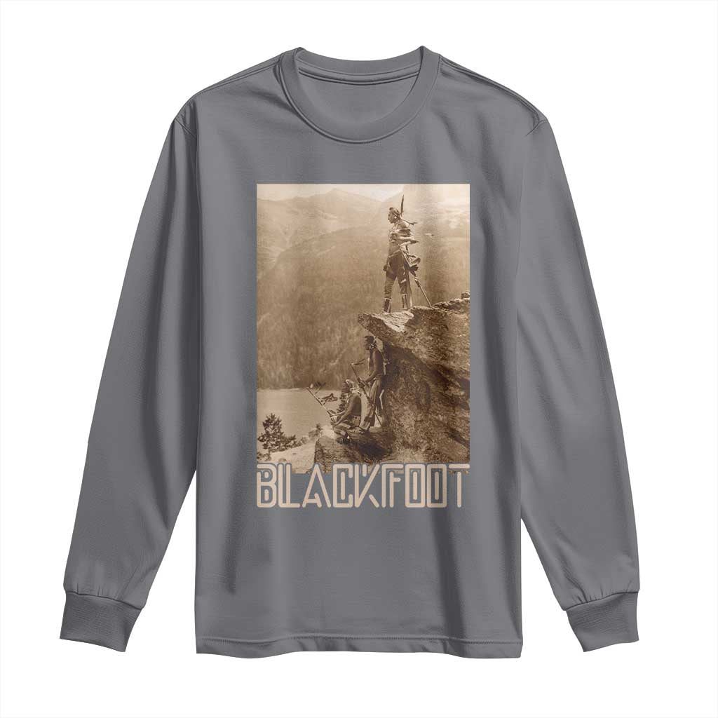 Blackfoot Native American Indians At Glacier National Park Long Sleeve Shirt TS14 Charcoal Print Your Wear