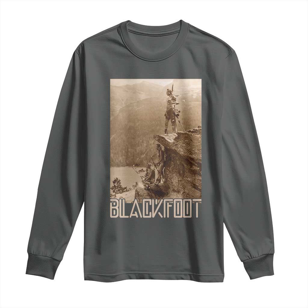 Blackfoot Native American Indians At Glacier National Park Long Sleeve Shirt TS14 Dark Heather Print Your Wear