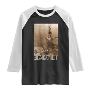 Blackfoot Native American Indians At Glacier National Park Raglan Shirt TS14 Black White Print Your Wear
