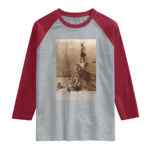 Blackfoot Native American Indians At Glacier National Park Raglan Shirt TS14 Heather Gray Heather Red Print Your Wear