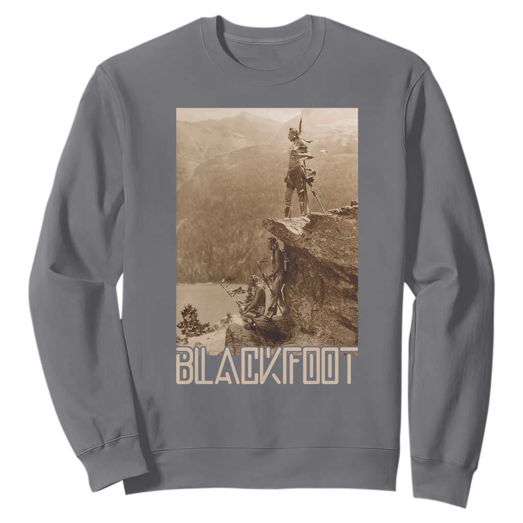 Blackfoot Native American Indians At Glacier National Park Sweatshirt TS14 Charcoal Print Your Wear