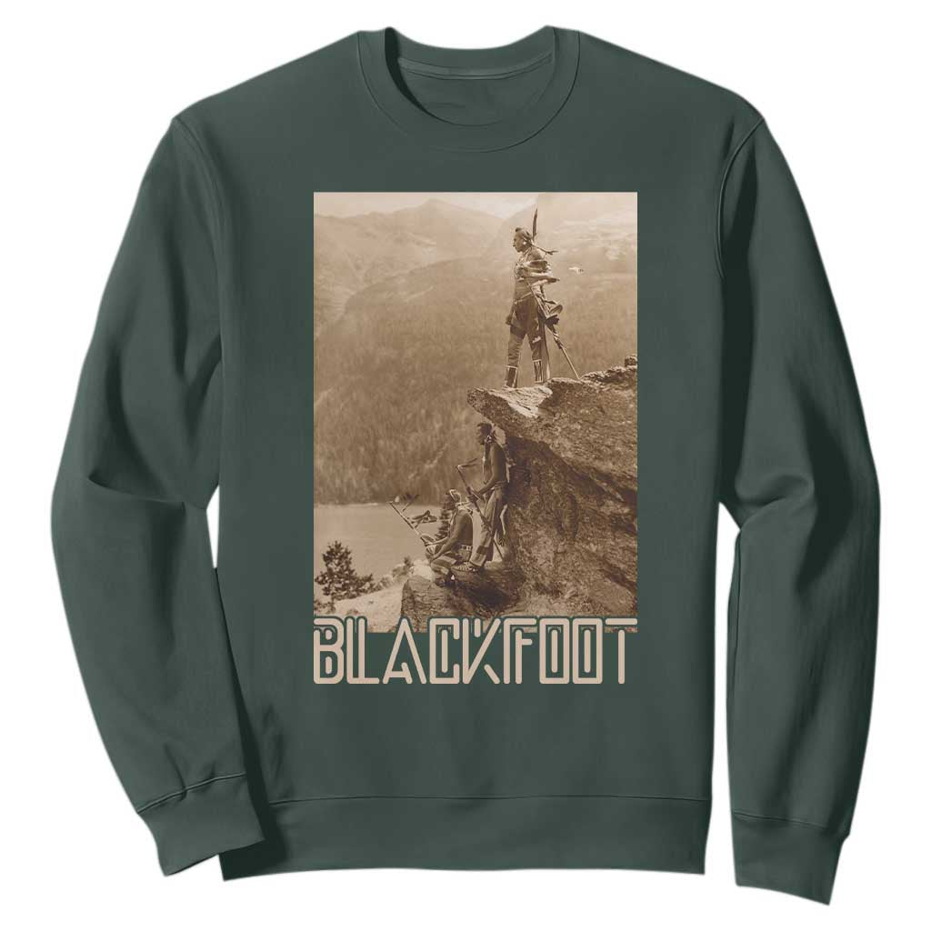 Blackfoot Native American Indians At Glacier National Park Sweatshirt TS14 Dark Forest Green Print Your Wear