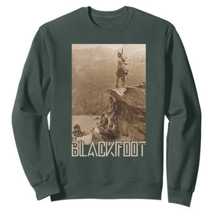 Blackfoot Native American Indians At Glacier National Park Sweatshirt TS14 Dark Forest Green Print Your Wear