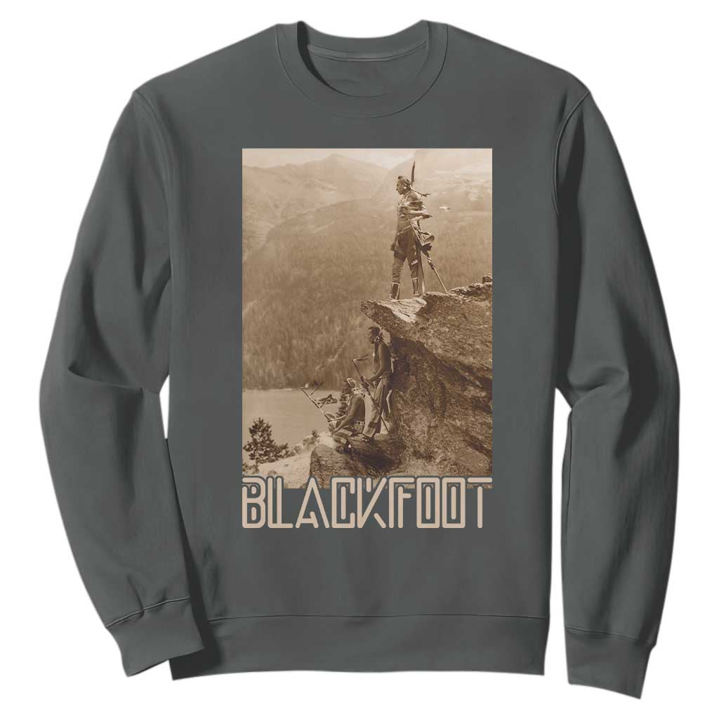 Blackfoot Native American Indians At Glacier National Park Sweatshirt TS14 Dark Heather Print Your Wear