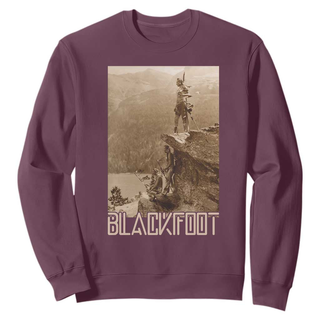 Blackfoot Native American Indians At Glacier National Park Sweatshirt TS14 Maroon Print Your Wear