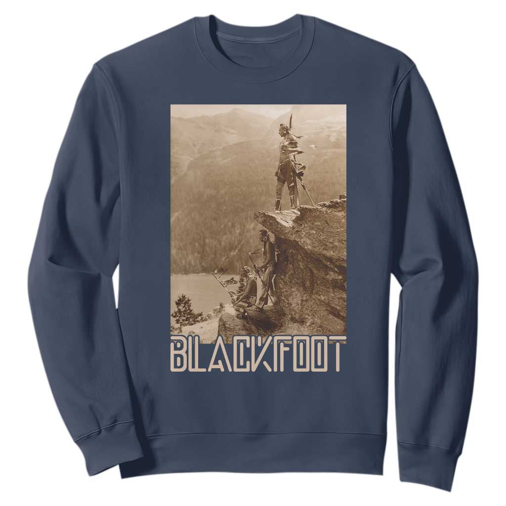 Blackfoot Native American Indians At Glacier National Park Sweatshirt TS14 Navy Print Your Wear