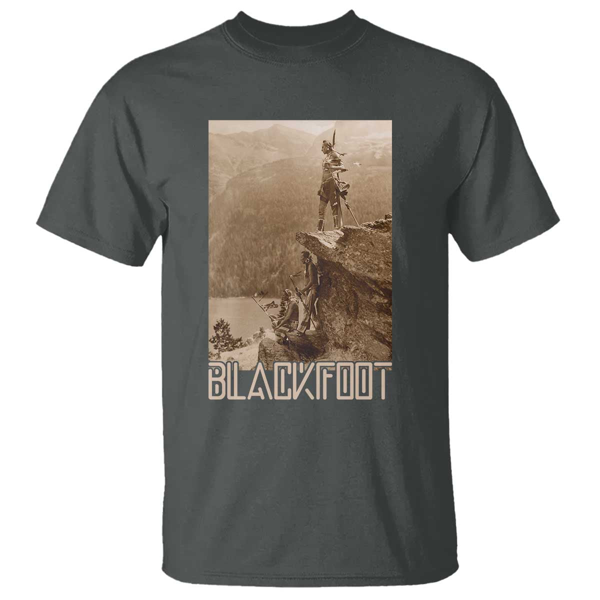 Blackfoot Native American Indians At Glacier National Park T Shirt TS14 Dark Heather Print Your Wear