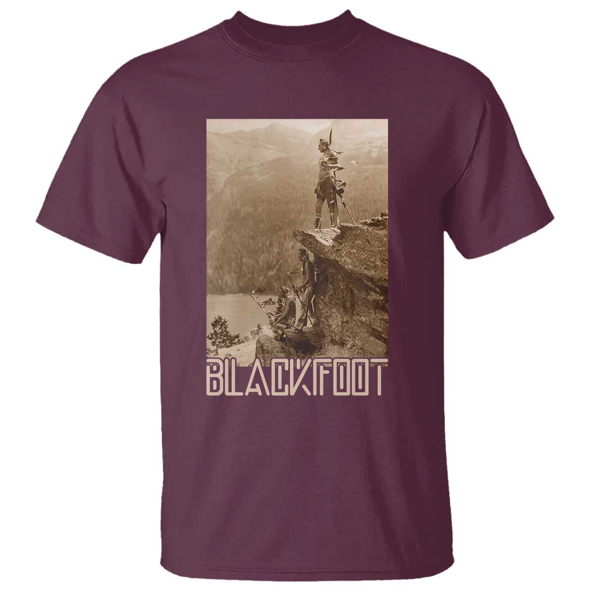 Blackfoot Native American Indians At Glacier National Park T Shirt TS14 Maroon Print Your Wear