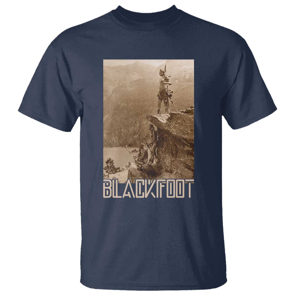 Blackfoot Native American Indians At Glacier National Park T Shirt TS14 Navy Print Your Wear