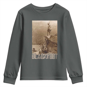 Blackfoot Native American Indians At Glacier National Park Youth Sweatshirt TS14 Dark Heather Print Your Wear
