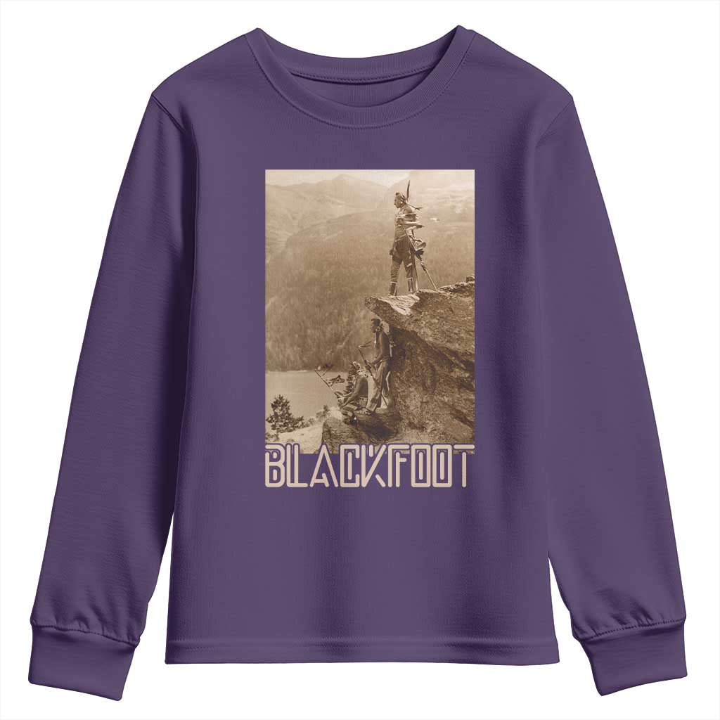 Blackfoot Native American Indians At Glacier National Park Youth Sweatshirt TS14 Purple Print Your Wear