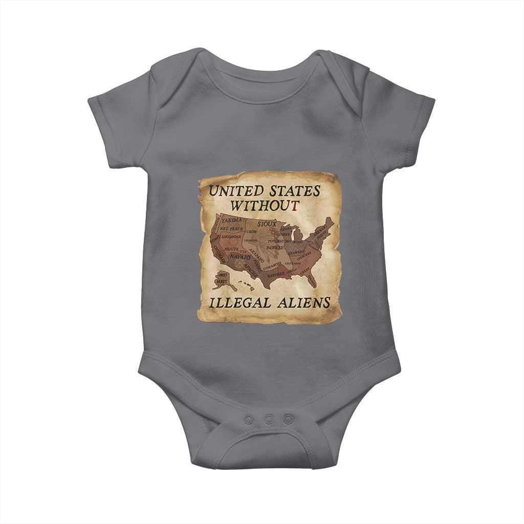 United States Without Illegal Aliens Baby Onesie Native Land Map TS14 Charcoal Print Your Wear