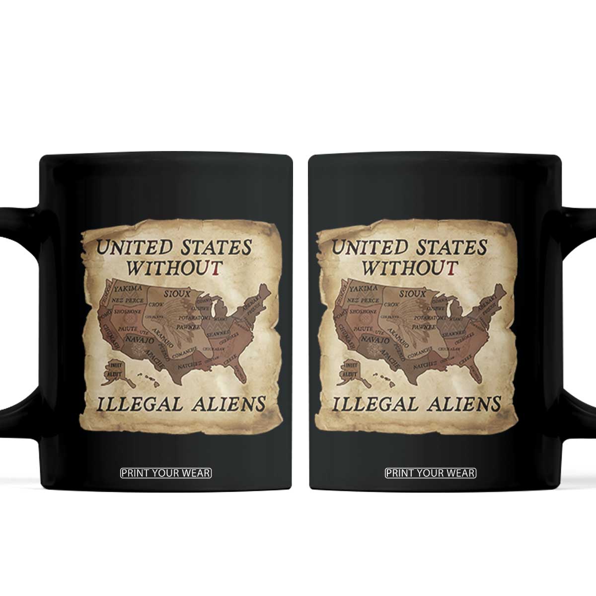 United States Without Illegal Aliens Coffee Mug Native Land Map TS14 Black Print Your Wear