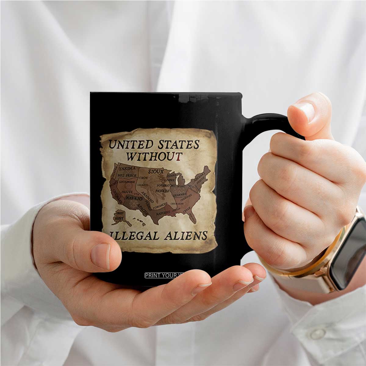 United States Without Illegal Aliens Coffee Mug Native Land Map TS14 Print Your Wear
