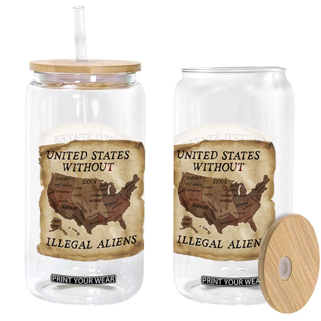 United States Without Illegal Aliens Glass Can Native Land Map TS14 Print Your Wear