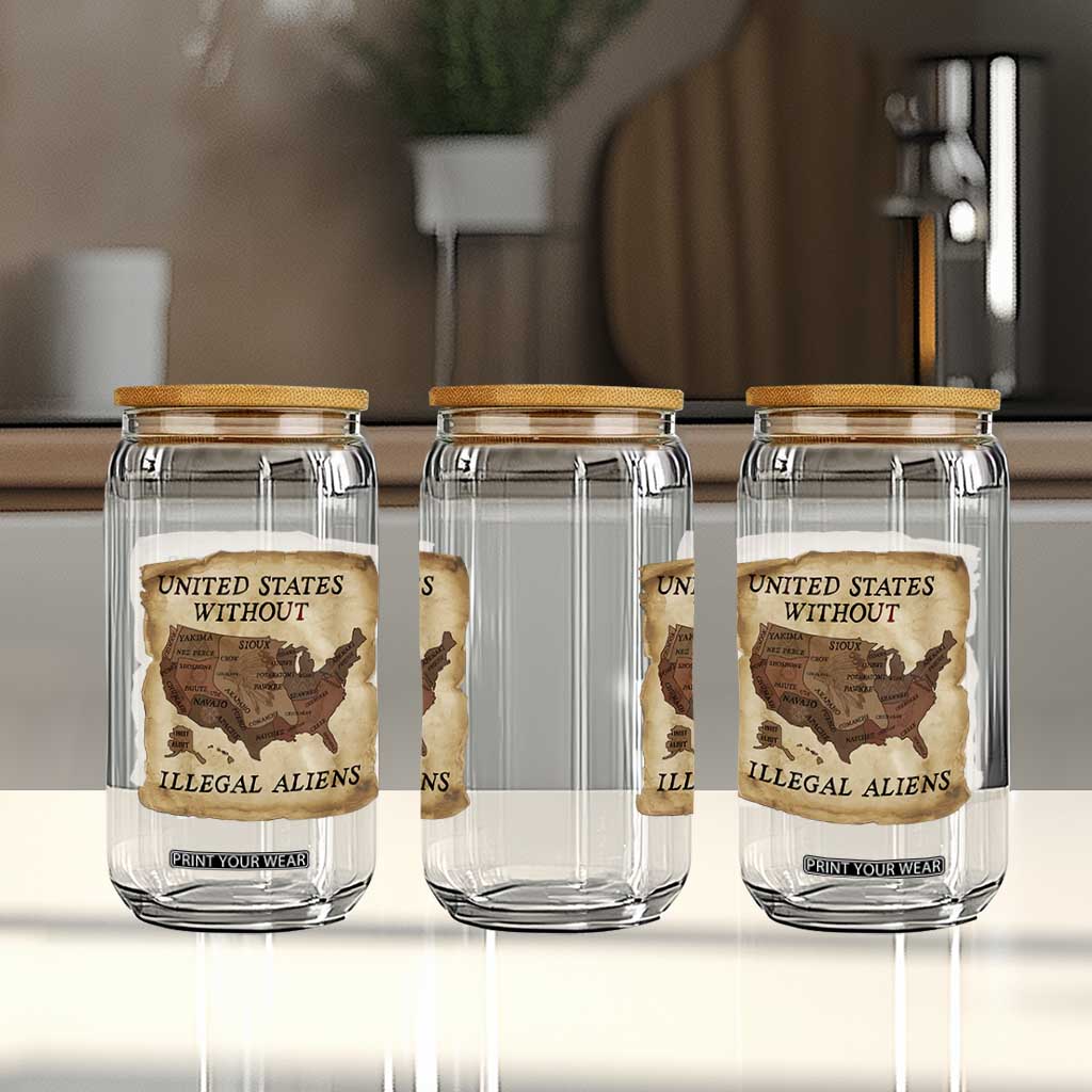United States Without Illegal Aliens Glass Can Native Land Map TS14 Print Your Wear