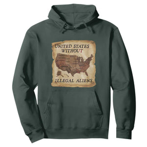 United States Without Illegal Aliens Hoodie Native Land Map TS14 Dark Forest Green Print Your Wear
