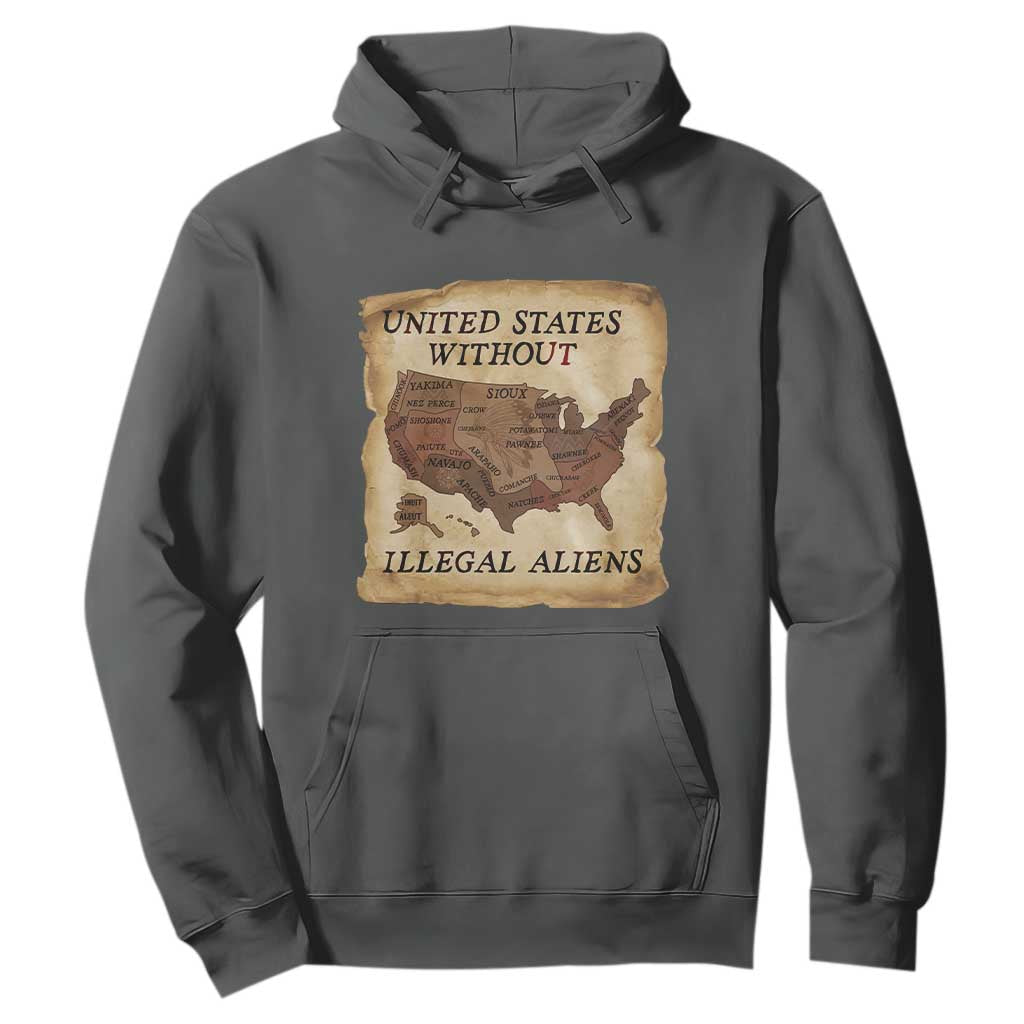 United States Without Illegal Aliens Hoodie Native Land Map TS14 Dark Heather Print Your Wear
