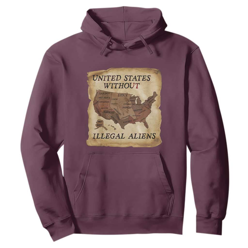 United States Without Illegal Aliens Hoodie Native Land Map TS14 Maroon Print Your Wear