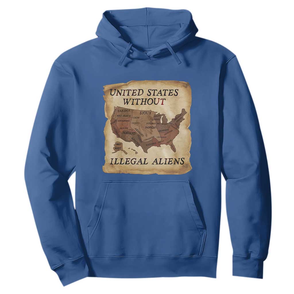 United States Without Illegal Aliens Hoodie Native Land Map TS14 Royal Blue Print Your Wear