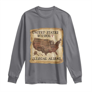 United States Without Illegal Aliens Long Sleeve Shirt Native Land Map TS14 Charcoal Print Your Wear