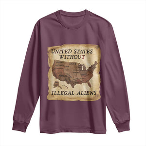 United States Without Illegal Aliens Long Sleeve Shirt Native Land Map TS14 Maroon Print Your Wear
