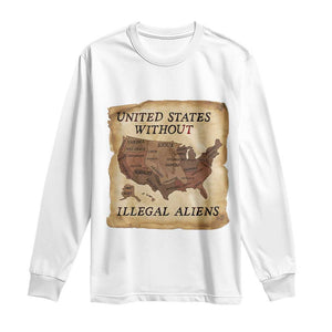 United States Without Illegal Aliens Long Sleeve Shirt Native Land Map TS14 White Print Your Wear
