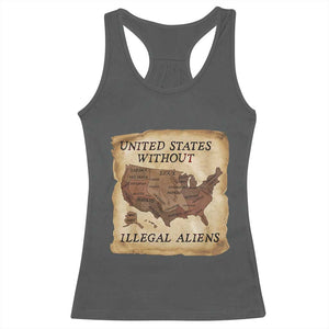 United States Without Illegal Aliens Racerback Tank Top Native Land Map TS14 Dark Heather Print Your Wear
