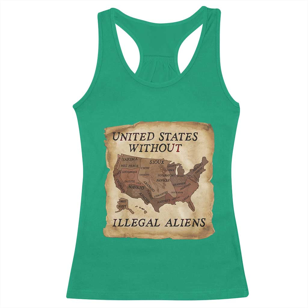 United States Without Illegal Aliens Racerback Tank Top Native Land Map TS14 Irish Green Print Your Wear