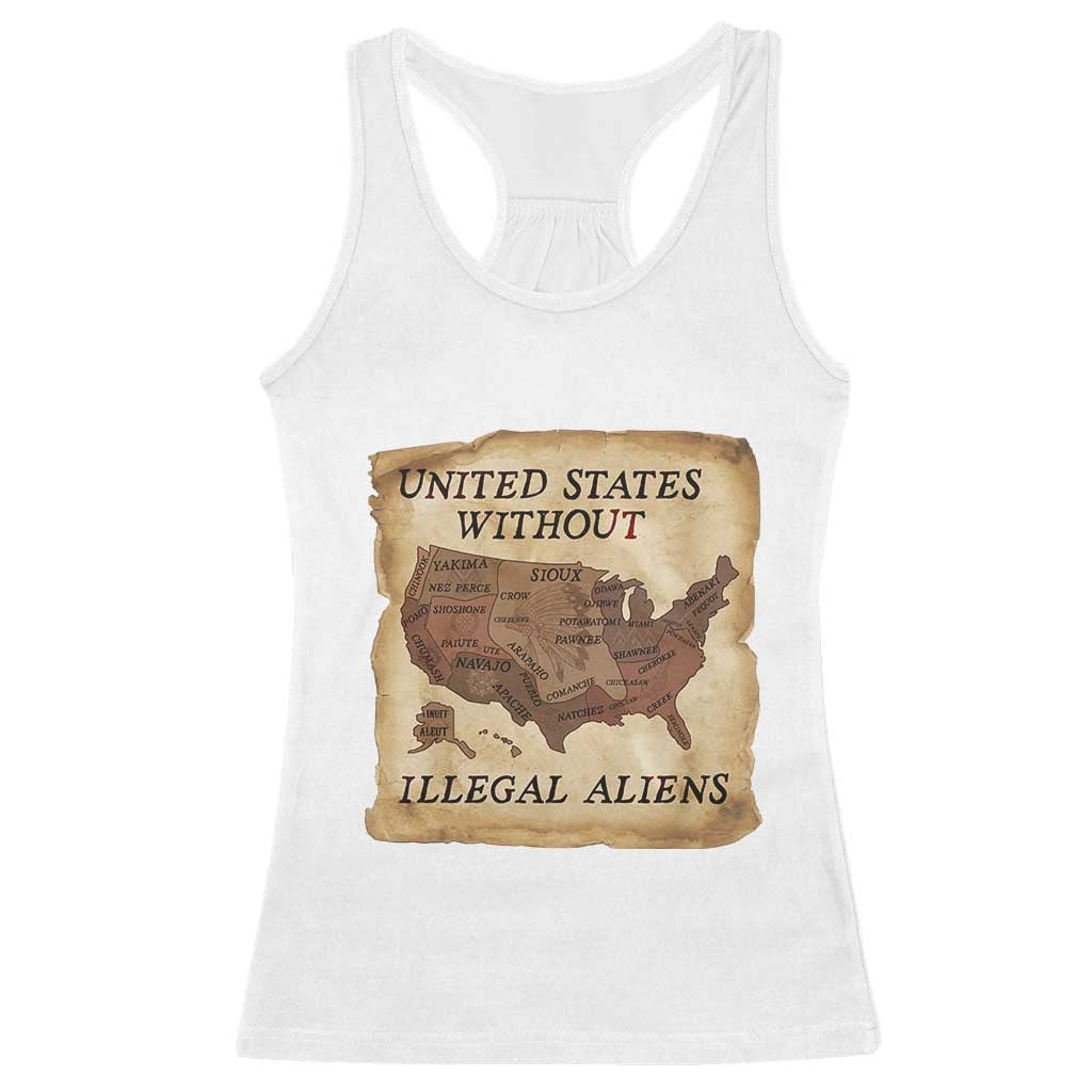 United States Without Illegal Aliens Racerback Tank Top Native Land Map TS14 White Print Your Wear
