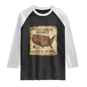 United States Without Illegal Aliens Raglan Shirt Native Land Map TS14 Black White Print Your Wear