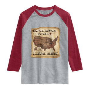 United States Without Illegal Aliens Raglan Shirt Native Land Map TS14 Heather Gray Heather Red Print Your Wear