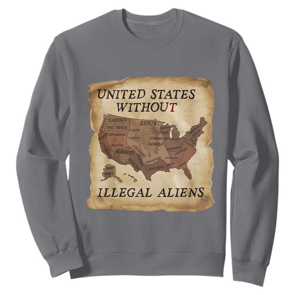 United States Without Illegal Aliens Sweatshirt Native Land Map TS14 Charcoal Print Your Wear