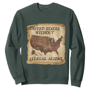 United States Without Illegal Aliens Sweatshirt Native Land Map TS14 Dark Forest Green Print Your Wear