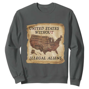 United States Without Illegal Aliens Sweatshirt Native Land Map TS14 Dark Heather Print Your Wear