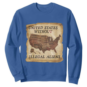 United States Without Illegal Aliens Sweatshirt Native Land Map TS14 Royal Blue Print Your Wear