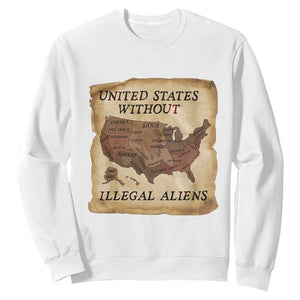 United States Without Illegal Aliens Sweatshirt Native Land Map TS14 White Print Your Wear