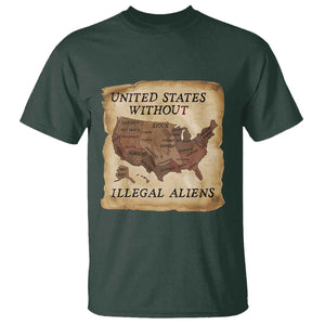 United States Without Illegal Aliens T Shirt Native Land Map TS14 Dark Forest Green Print Your Wear