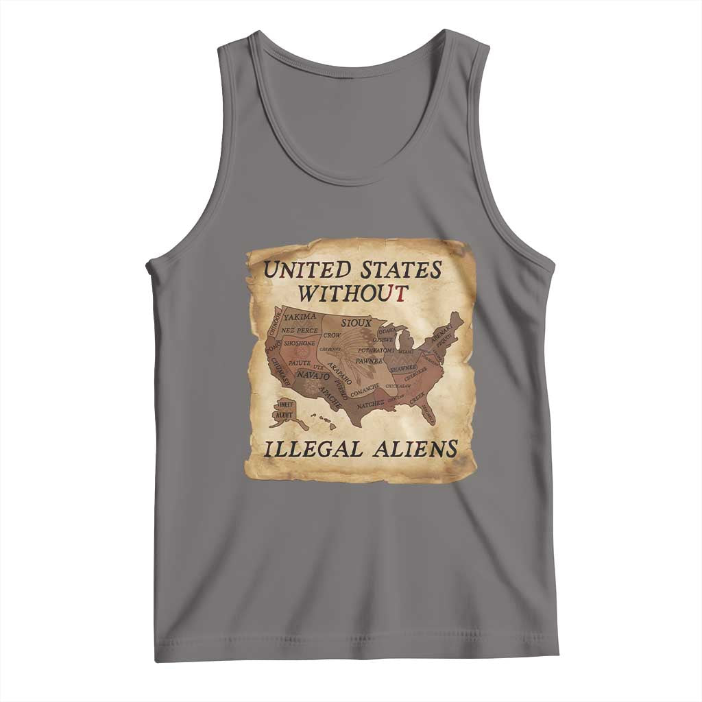 United States Without Illegal Aliens Tank Top Native Land Map TS14 Deep Heather Print Your Wear