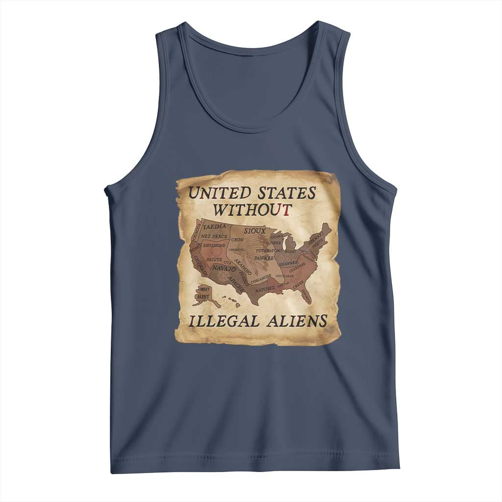 United States Without Illegal Aliens Tank Top Native Land Map TS14 Navy Print Your Wear