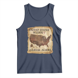 United States Without Illegal Aliens Tank Top Native Land Map TS14 Navy Print Your Wear