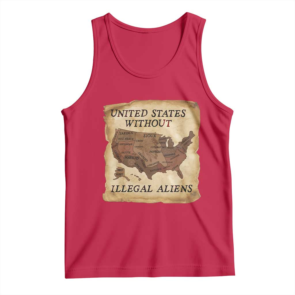 United States Without Illegal Aliens Tank Top Native Land Map TS14 Red Print Your Wear