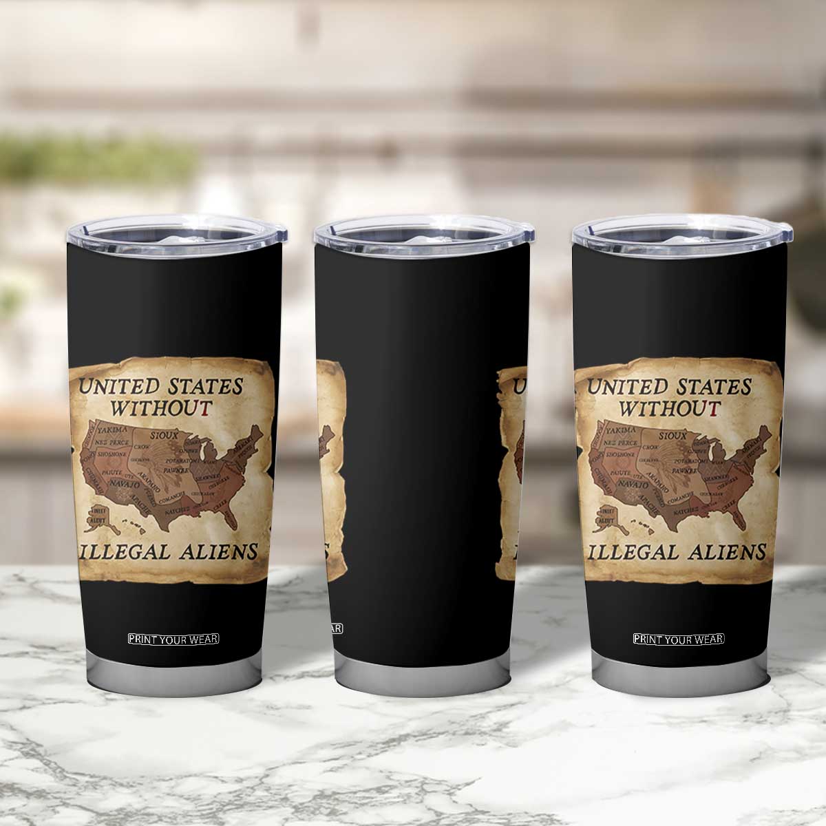 United States Without Illegal Aliens Tumbler Cup Native Land Map TS14 Print Your Wear