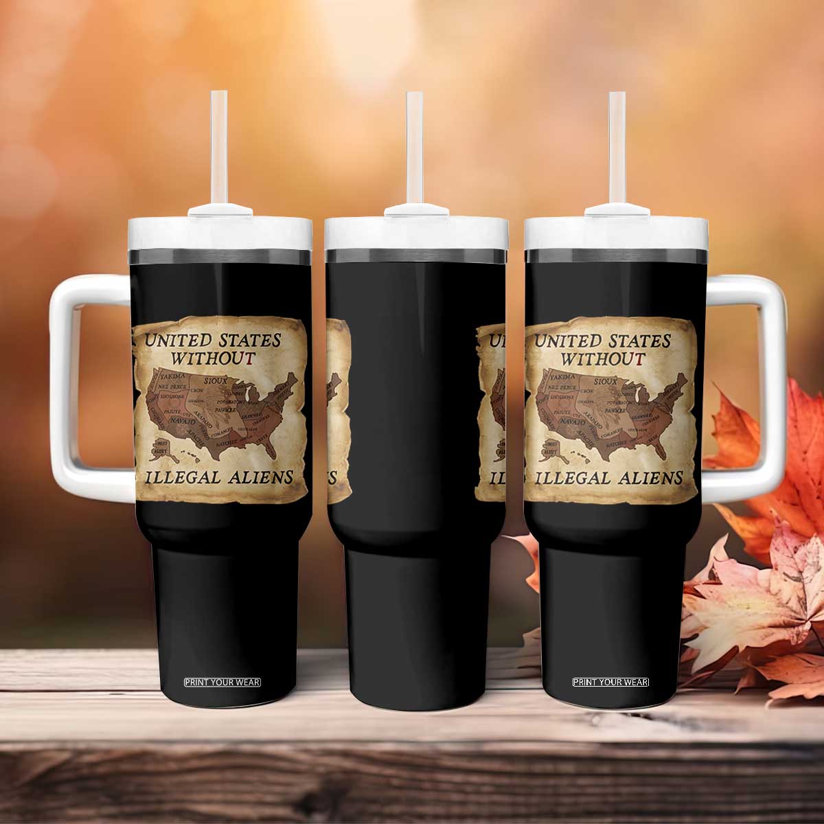 United States Without Illegal Aliens Tumbler With Handle Native Land Map TS14 Print Your Wear
