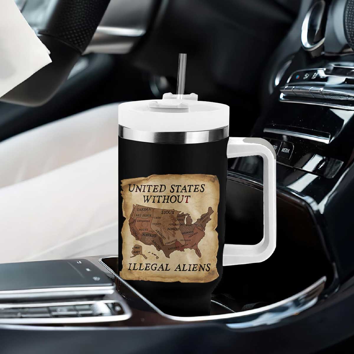 United States Without Illegal Aliens Tumbler With Handle Native Land Map TS14 Print Your Wear