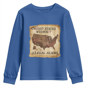 United States Without Illegal Aliens Youth Sweatshirt Native Land Map TS14 Royal Blue Print Your Wear