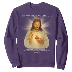 Jesus Christian Christmas Sweatshirt Cross Bible Verse Inspirational TS14 Purple Print Your Wear