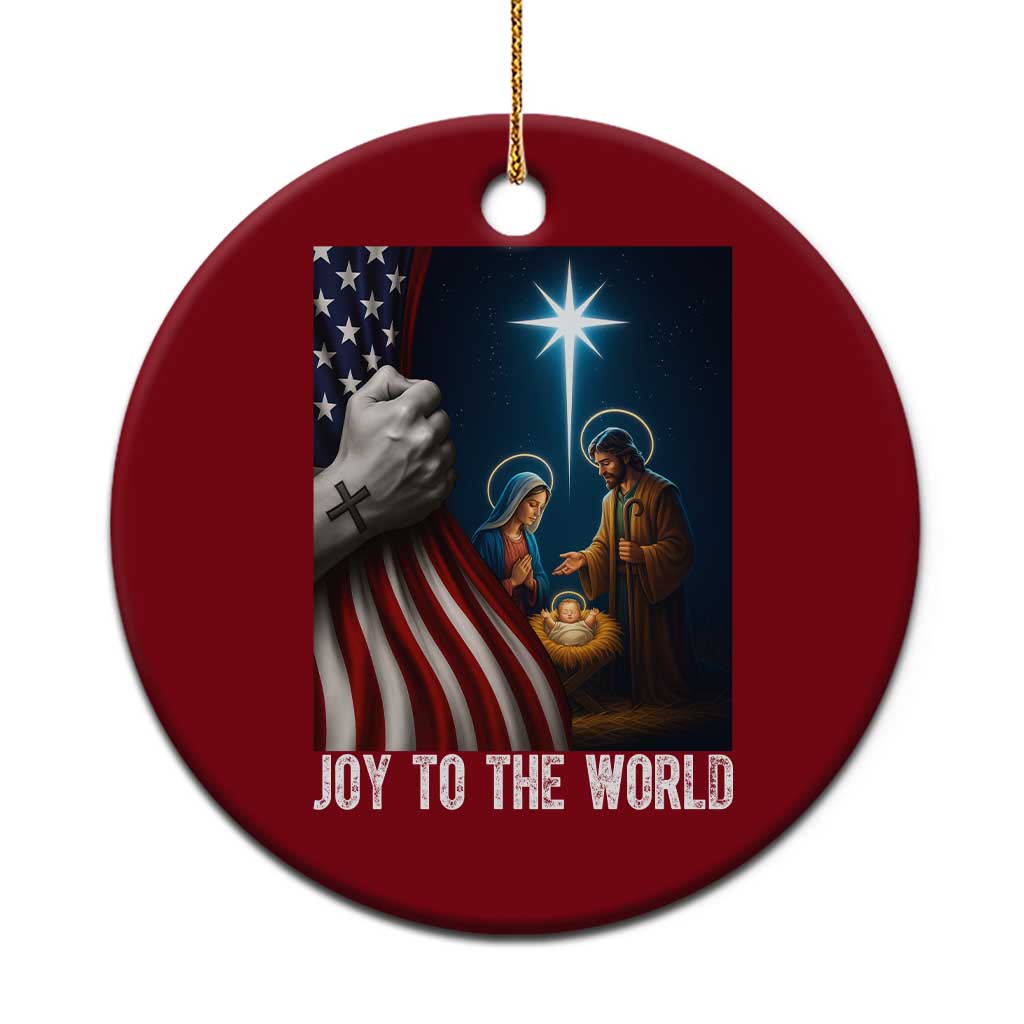 Jesus Christian Ceramic Ornament American Flag Joy To The World Xmas TS14 1pc Red Print Your Wear