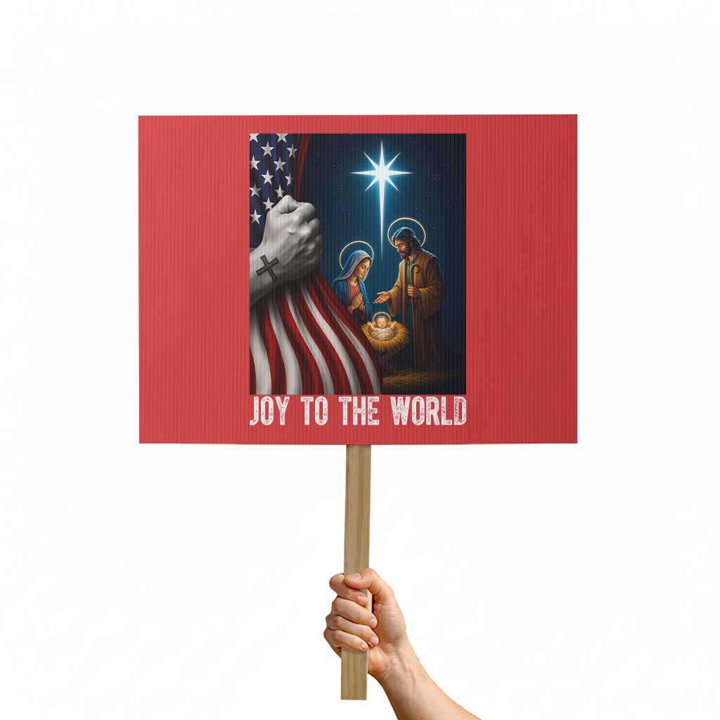 Jesus Christian Protest Sign American Flag Joy To The World Christmas TS14 Horizontal 18